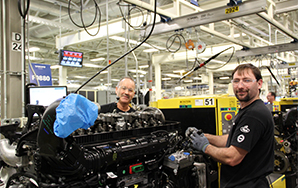 Powertrain employees building a Mack® MP Series engine in Hagerstown
